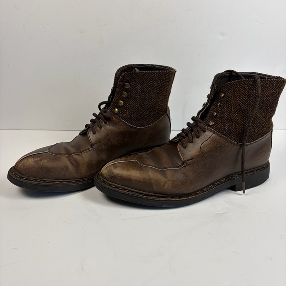 Heschung Ginkgo Brown Leather Split Toe Dress Boots Men's US 7 / UK 5.5 / EU 40